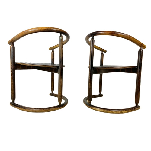 838 - Pair of early 20th century Chinese bentwood armchairs