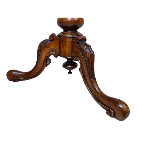 840 - Victorian carved walnut sewing table. 51x51x73cm