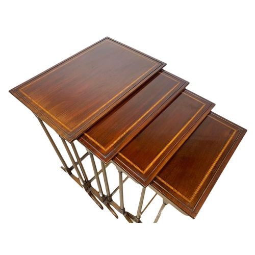 845 - Tall set of 4 Edwardian inlaid mahogany nest of tables in the Georgian style. 70cm