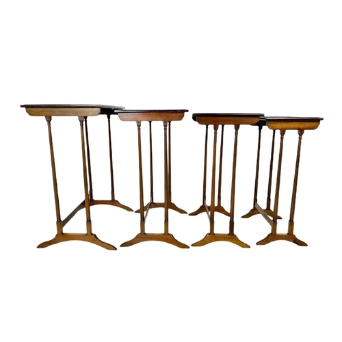 845 - Tall set of 4 Edwardian inlaid mahogany nest of tables in the Georgian style. 70cm