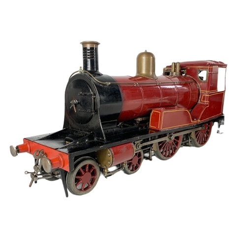 85 - Live Steam 3 1/2 inch Gauge 4-4-0 Locomotive And Tender train and carriage. Total length 103cm.