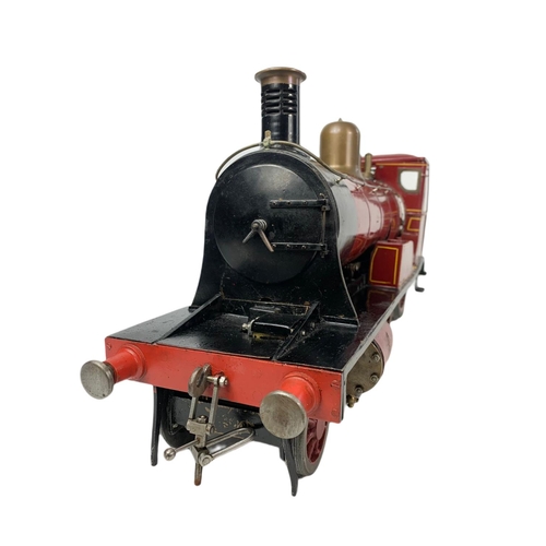 85 - Live Steam 3 1/2 inch Gauge 4-4-0 Locomotive And Tender train and carriage. Total length 103cm.