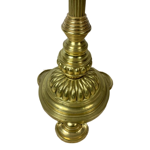 853 - Edwardian brass standard lamp. 185cm