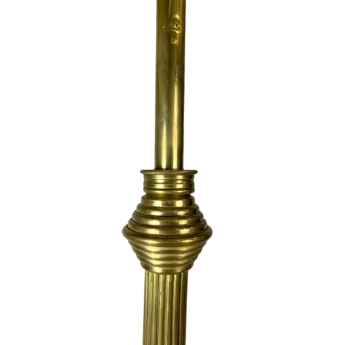 853 - Edwardian brass standard lamp. 185cm