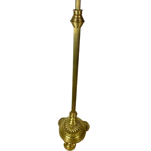 853 - Edwardian brass standard lamp. 185cm