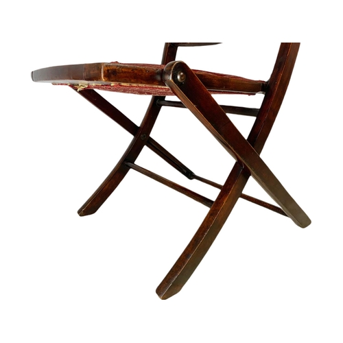 855 - 19th century mahogany folding campaign chair