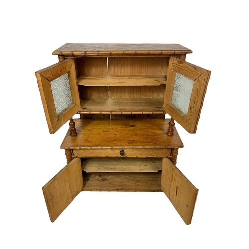 858 - Late Victorian miniature pine kitchen dresser with later drawer. 44/21/57cm