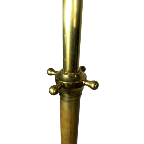 860 - Early 20th century brass and copper telescopic standard lamp. Tallest 213cm.