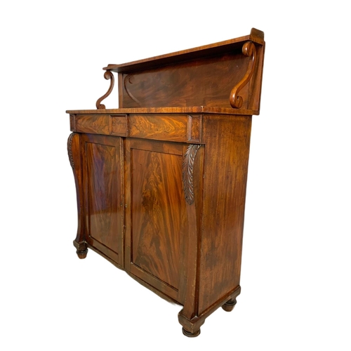 863 - 19th century William IV mahogany gallery back chiffonier with 2 drawers. 107/38/130cm