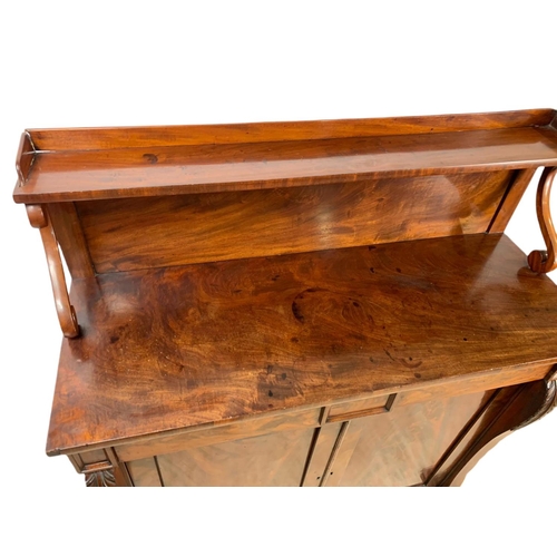 863 - 19th century William IV mahogany gallery back chiffonier with 2 drawers. 107/38/130cm