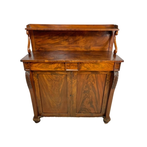 863 - 19th century William IV mahogany gallery back chiffonier with 2 drawers. 107/38/130cm