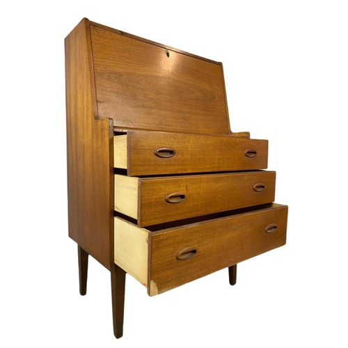 864 - Danish teak mid century writing bureau. 71x42x111cm