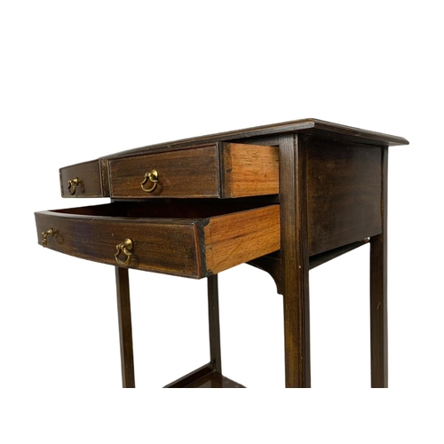 868 - Edwardian 3 drawer side table. 46.5x29.5x69cm