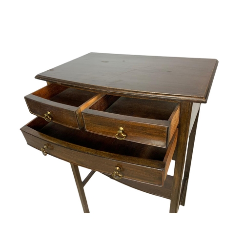 868 - Edwardian 3 drawer side table. 46.5x29.5x69cm