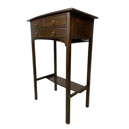 868 - Edwardian 3 drawer side table. 46.5x29.5x69cm