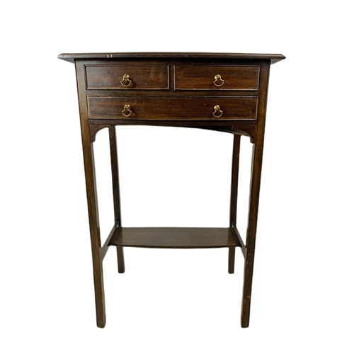 868 - Edwardian 3 drawer side table. 46.5x29.5x69cm