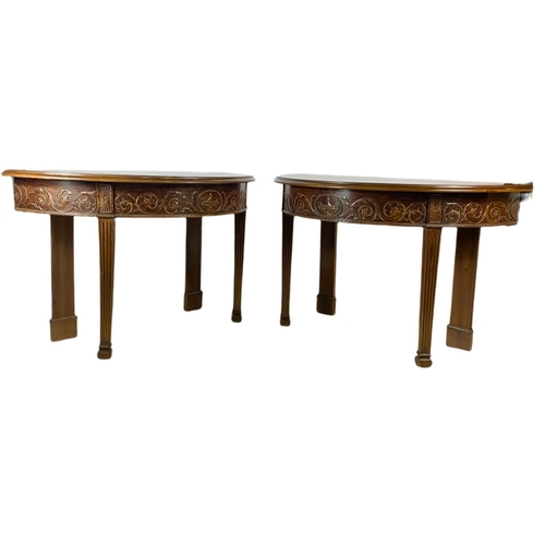 873 - Pair of vintage 18th century style Demi Lune tables in the style of  Robert Adams.  125.5x62x75.5cm ... 