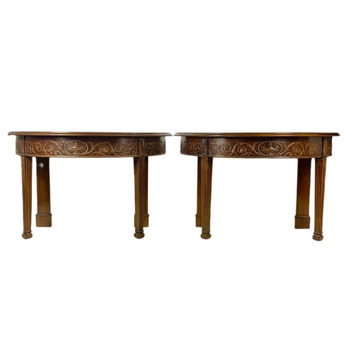 873 - Pair of vintage 18th century style Demi Lune tables in the style of  Robert Adams.  125.5x62x75.5cm ... 