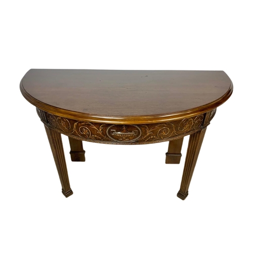 873 - Pair of vintage 18th century style Demi Lune tables in the style of  Robert Adams.  125.5x62x75.5cm ... 