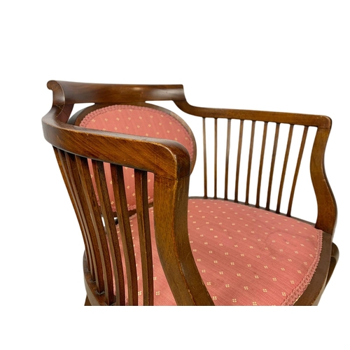 874 - Pair of Edwardian mahogany tub armchairs.