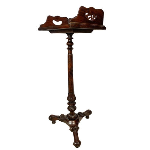 875 - Regency style rosewood kettle/wine stand. 37.5x27x88cm