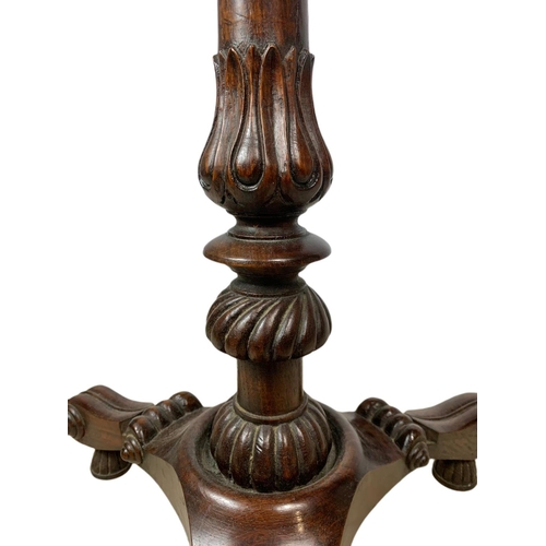 875 - Regency style rosewood kettle/wine stand. 37.5x27x88cm