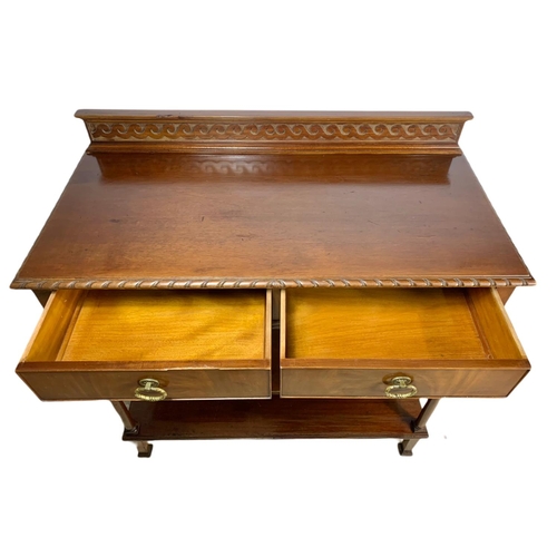 876 - 1930’s vintage mahogany Georgian style serving table with 2 drawers. 114x55.5x118cm