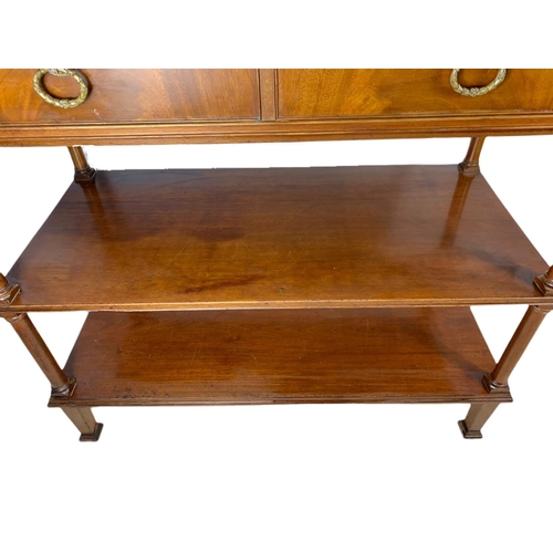 876 - 1930’s vintage mahogany Georgian style serving table with 2 drawers. 114x55.5x118cm