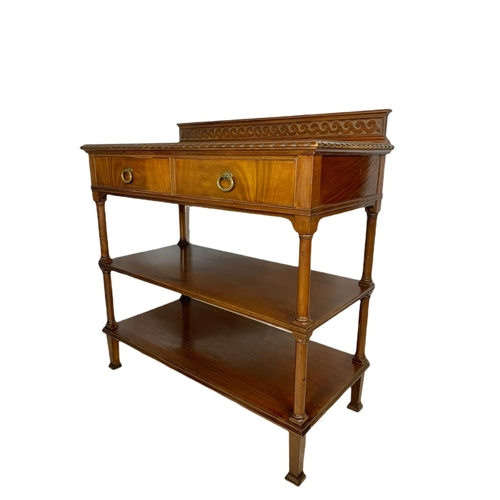 876 - 1930’s vintage mahogany Georgian style serving table with 2 drawers. 114x55.5x118cm