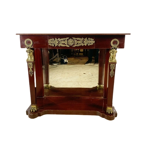 883 - Vintage Regency style Neo Classical design console table with drawer and brass mounts. 101.5x42x84.5... 