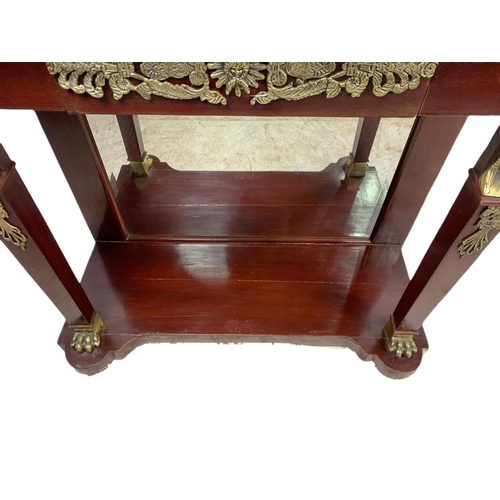 883 - Vintage Regency style Neo Classical design console table with drawer and brass mounts. 101.5x42x84.5... 