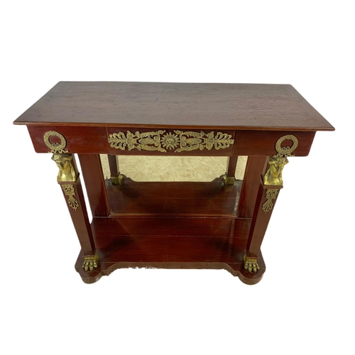 883 - Vintage Regency style Neo Classical design console table with drawer and brass mounts. 101.5x42x84.5... 