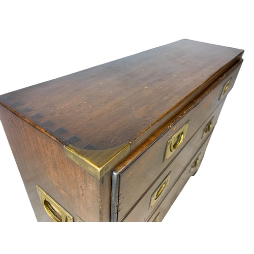 884 - Small Edwardian brass bound military style chest. 71.5x22.5x60cm