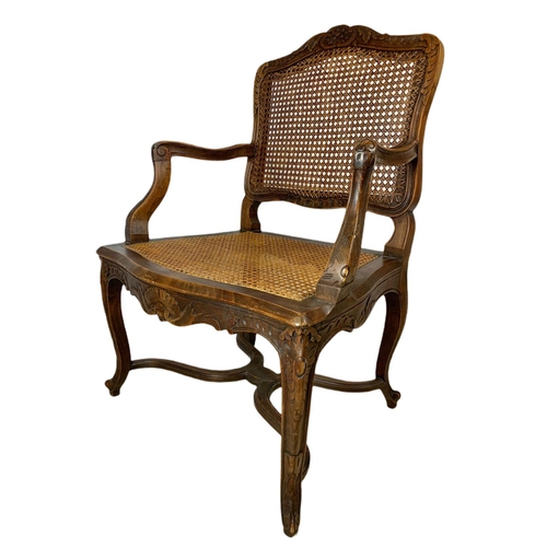 886 - Edwardian French armchair with bergère seat and back.