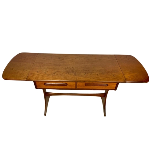 892 - G-Plan teak mid century console/sofa table with 2 drawers. Unextended 93x48.5x73cm