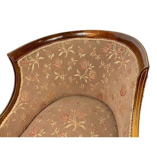 894 - Edwardian inlaid mahogany tub armchair in the Sheraton style, 60x70x77cm