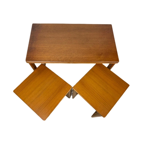 896 - McIntosh teak mid century Triform nest of tables. 64.5x40.5x61cm