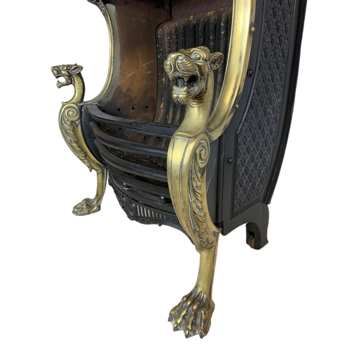 898 - Superb early 20th century cast iron and ornate brass fire basket in the Georgian Regency style with ... 