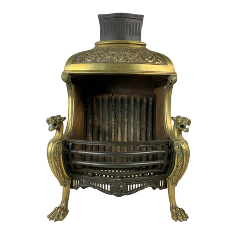 898 - Superb early 20th century cast iron and ornate brass fire basket in the Georgian Regency style with ... 