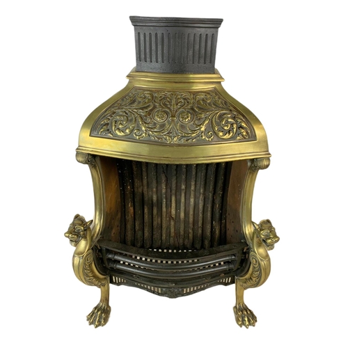 898 - Superb early 20th century cast iron and ornate brass fire basket in the Georgian Regency style with ... 