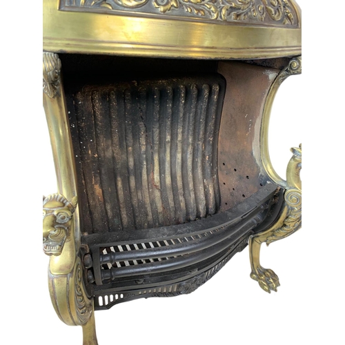 898 - Superb early 20th century cast iron and ornate brass fire basket in the Georgian Regency style with ... 