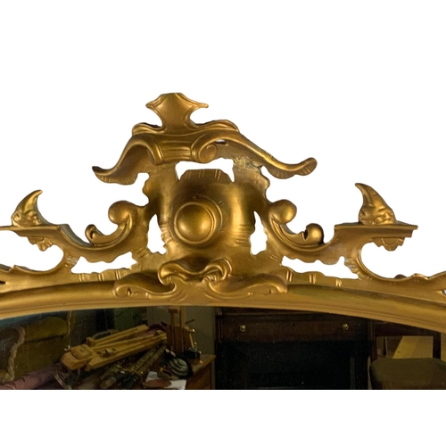 903 - Large Victorian ornate gilt framed over-mantle mirror by Belfast maker Robert Caffikin Carver & Gild... 