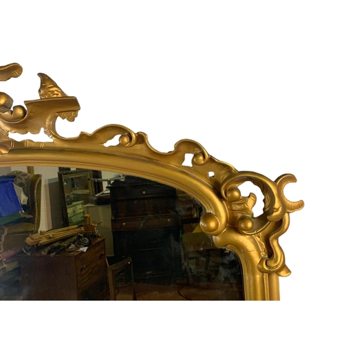 903 - Large Victorian ornate gilt framed over-mantle mirror by Belfast maker Robert Caffikin Carver & Gild... 