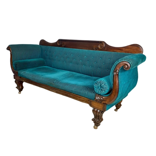 904 - Large Victorian mahogany double end couch. 212/66/94cm