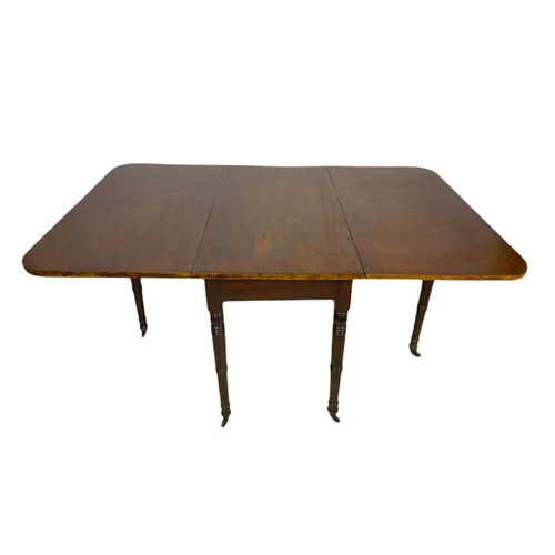 906 - Georgian  mahogany drop leaf dining table with 6 Georgian inlaid chairs. 152x100x72cm