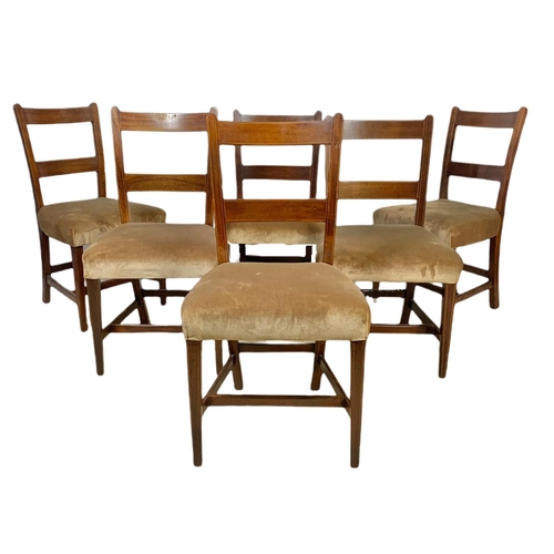 906 - Georgian  mahogany drop leaf dining table with 6 Georgian inlaid chairs. 152x100x72cm