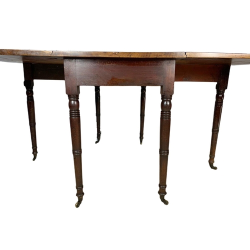 906 - Georgian  mahogany drop leaf dining table with 6 Georgian inlaid chairs. 152x100x72cm