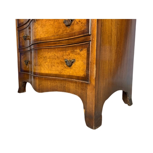 907 - Large 1930’s Georgian style serpentine walnut chest on chest tallboy. 83x44x153cm