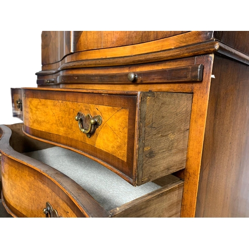 907 - Large 1930’s Georgian style serpentine walnut chest on chest tallboy. 83x44x153cm