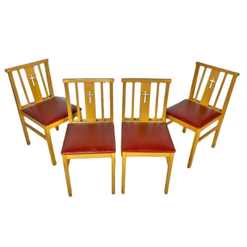 908 - Set of 4 vintage beech church chairs